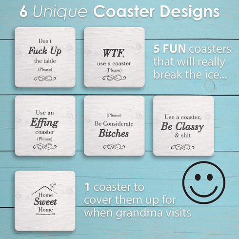 White Elephant Gifts for Adults, Funny Coasters with Holder for Secret Santa, Gag Gifts, Birthday Presents