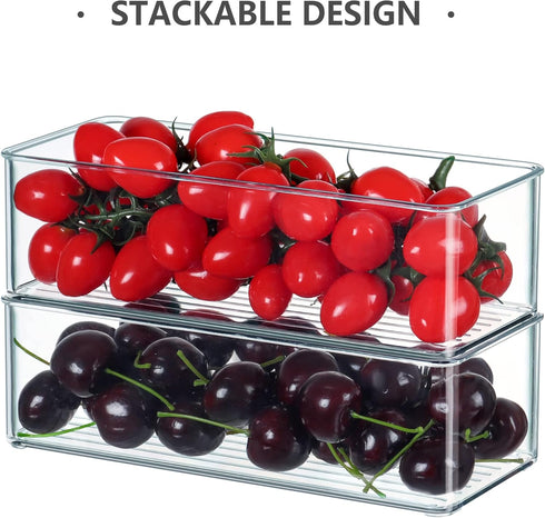 Hudgan 8 Pack Clear Plastic Drawer Organizers Set, Stackable Deep Organizer for Makeup Vanity and Desk, 2 Sizes