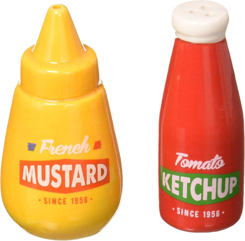 Abbott Collection Ketchup&Mustard Salt & Pepper-4"H, 4 inches high, Ketchup and Mustard