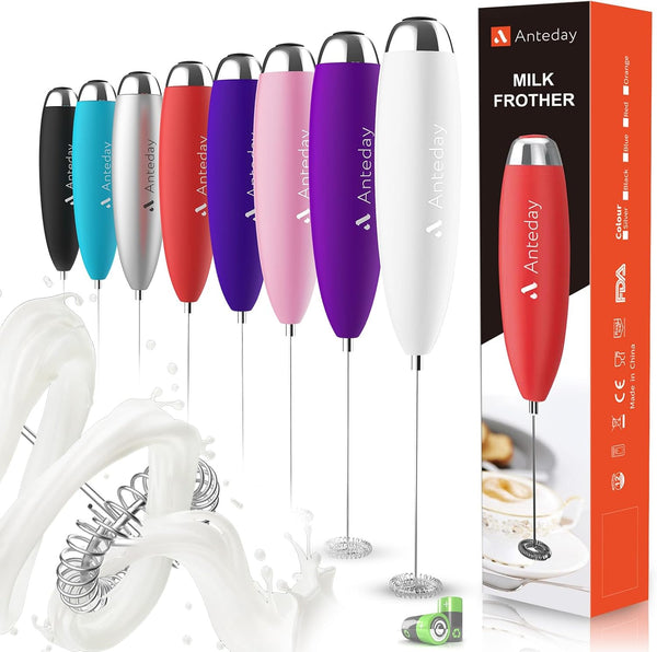 Milk Frother, Electric Whisk, Upgraded Matcha Whisk Drink Mixer for Lattes Cappuccino, White