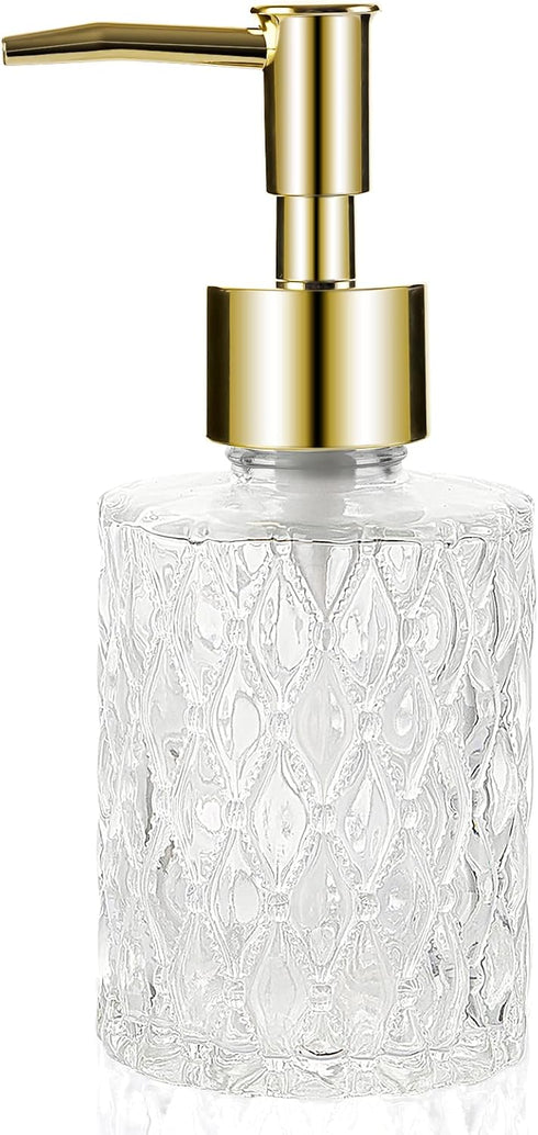 Easy to Clean Multipurpose Soap Dispenser, Glass Pump Dispenser Ideal for Bath and Bathroom (Gold)