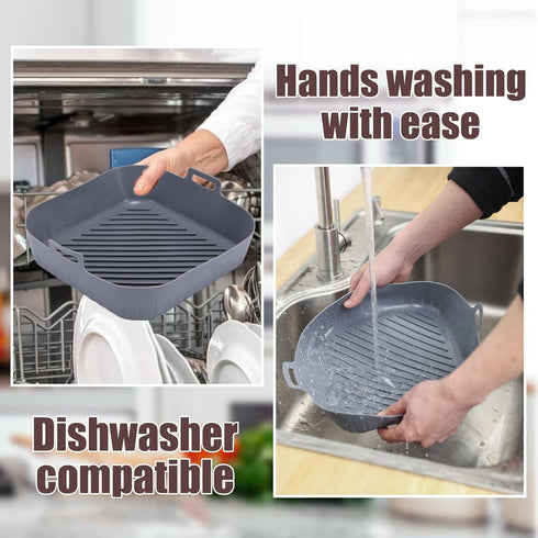 Silicone Liners Square 9 Inches for Large Air Fryer, 4 Pcs Non-stick Reusable Baking Tray Accessories