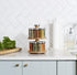 Orii 16 Jar Spice Rack with Included Spices - Rotating 2 Tier Bamboo Wood Countertop Organizer for Kitchen