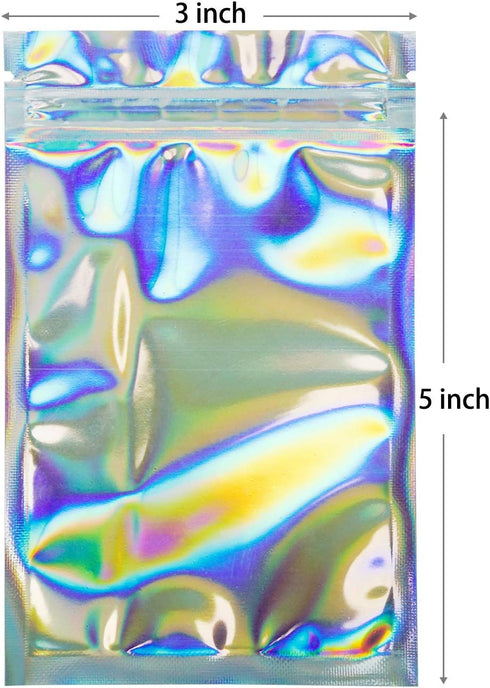 100 Pieces Smell Proof Bags, 3x5 Inches Resealable Mylar Bags, Clear Zip Lock Food Storage Bags