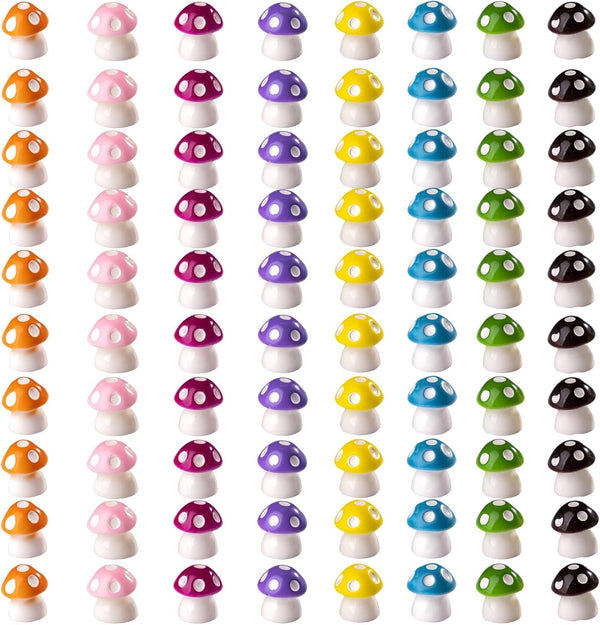 80P Mini Mushrooms, Tiny Resin Mushroom Figurines Small Little Resin in Bulk