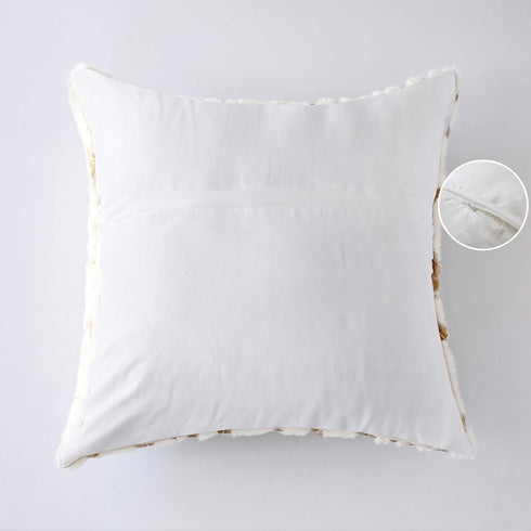 Decorative Pillow Covers - 18x18 Inch Throw Pillows for Living Room, Set of 2 White Fur with Gold Leaves