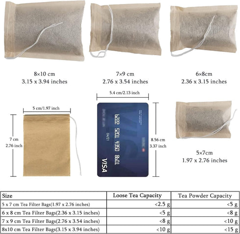 NEPAK 600 Pcs Disposable Tea Filter Bags for Loose Tea, Drawstring Empty Tea Bags, 100% Natural Unbleached Paper