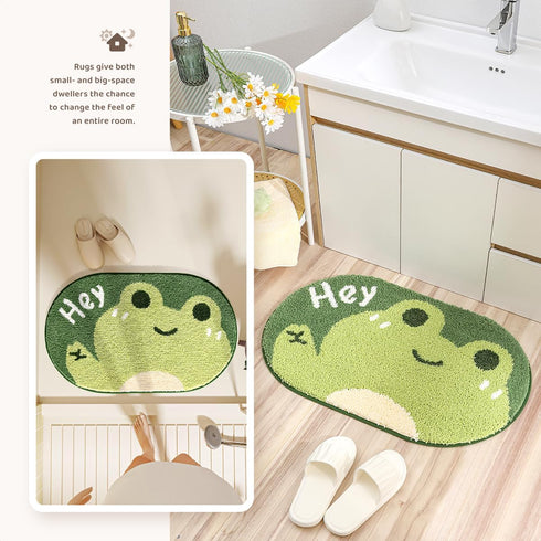 Cute Frog Bath Mat, Extra Soft Absorbent Non-Slip Bathroom Rug, Machine Wash Dry, 20"x31"