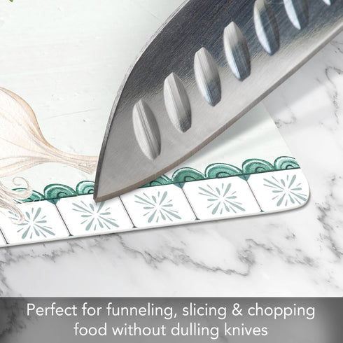 Cut N' Funnel Eat Fresh Designer Flexible Plastic Cutting Board Mat, 15" x 11.5", Made in the USA