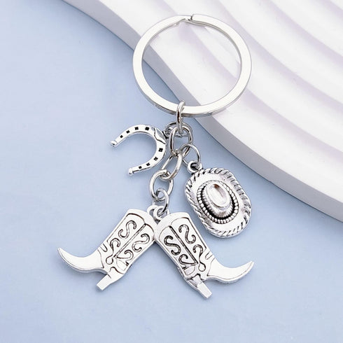 iMagitek 25 Pcs Western Cowboy Keychains - Western Party Favors Hat Boot Horseshoe Keychains for Guests