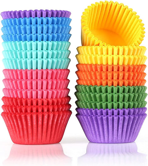 Gifbera 400-Count Colored Mini Paper Cupcake Liners, Vibrant Muffin Baking Cups