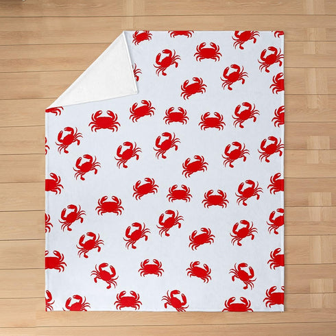 Cozy Bed,50x60 Inches Crab Silhouette Flannel Fleece Blanket Throw Size,Super Soft Red Crab Plush Blankets,Lightweight
