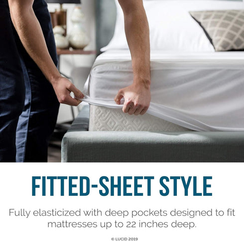 LUCID Premium Hypoallergenic 100% Waterproof Mattress Protector, Universal Fit, Cotton Terry Top, Full