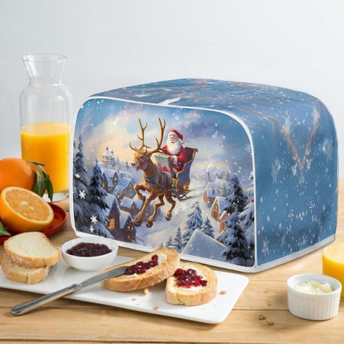 Santa Claus Deer Toaster Covers - 2 Slice Christmas Kitchen Dustproof Decorative Accessories with Top Hook