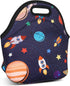 Violet Mist Women's Reusable Neoprene Lunch Bag, Space Rocket, Unisex, 11.4"L x 10.43"H x 5.51"W, fits containers up to