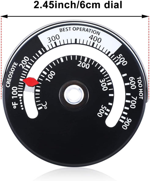 Frienda Wood Stove Thermometer, Magnetic Oven Temperature Meter for Wood Burning Stoves, Avoid Overheating