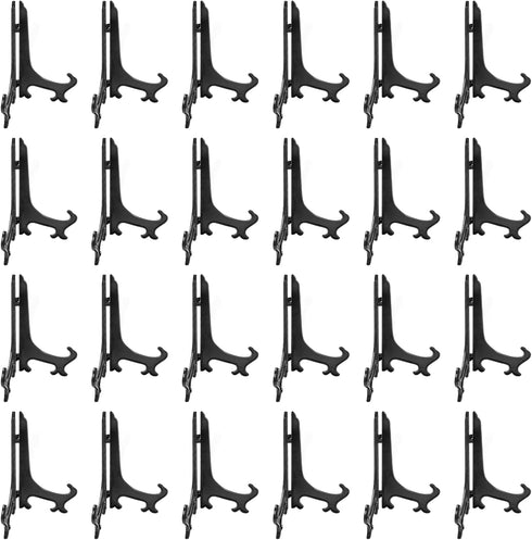24 Pcs Black Plastic Easels, 3 Inch Plate & Picture Frame Stand Holder, Acrylic Display Easels for Baseball Cards