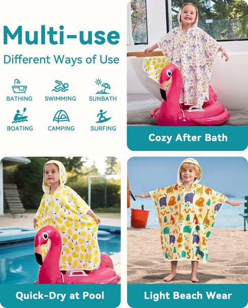 2-6, 25.5" 25.5", babee Reshinee Bamboo Viscose Hooded Bath Towels for Toddler Girls Kids Age Measures x Soft Bathrobe