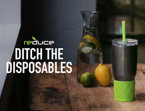 REDUCE Cold1 Tumblers or Mugs Replacement Lid (20-24oz) and Straw Set, Clear, BPA Free