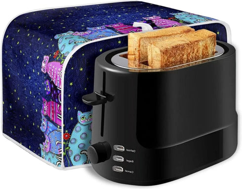 Toaster Cover 2 Slice Small Appliance Covers Organizer Colorful Cats Pattern Washable Toaster Bag Bread Maker Cover, S