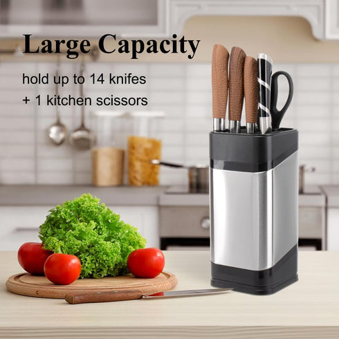 RedCall Kitchen Knife Holder,Stainless Steel Universal Knife Block for Kitchen Counter,Space-Saving Knife Storage Organizer Countertop,Knife Block Holder without Knives (Black) by RedCall