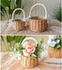 ASSR 2PCS Woven Storage Basket with Handle and Ribbon, Wicker Rattan Flower Girl Baskets for Wedding, Home Garden Decor