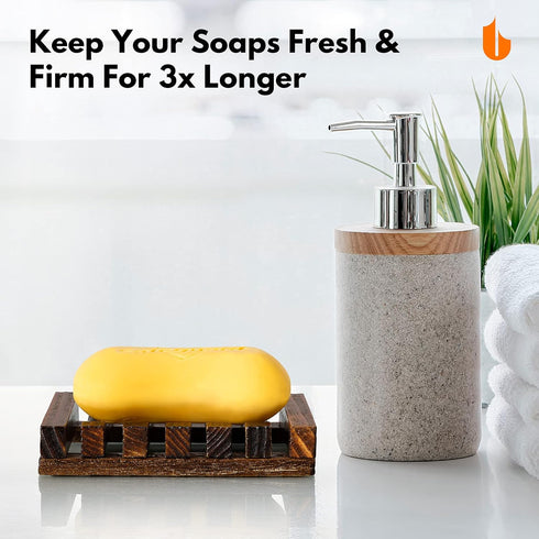 Urbanstrive Natural Wooden Soap Dish Soap Saver Holder Soap Tray for Bathroom, Biodegradable, Zero Waste, Plastic Free