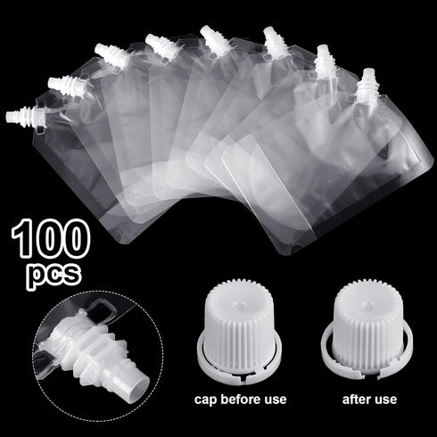 200 Sport(6.7 oz) Meanplan Pcs Reusable Plastic Pouches Bulk Squeeze Plastic Juice Drink Pouches Clear Leak Proof Bags