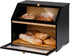 Counter, HOMEKOKO Double Layer Large Bread Box for Kitchen Wooden Large Capacity Bread Storage Bin (Black)