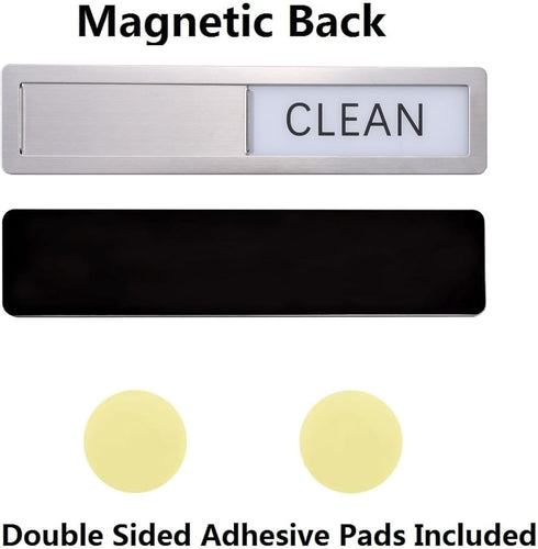 Premium Stainless Steel Dishwasher Magnet Clean Dirty Sign - Kitchen Organizers and Storage - Black-White