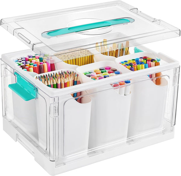 Vtopmart 24 QT Clear Plastic Craft Organizer with 6 Detachable Inserts, Art