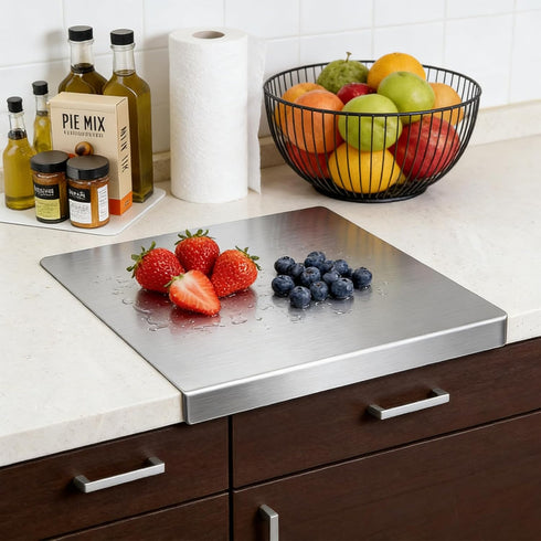 Julyxi 15x11 Inch L-Shaped Stainless Steel Cutting Board for Kitchen,Small Cutting Boards Non-Slip Dishwasher Safe
