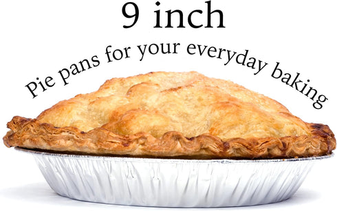 9" Aluminum Foil Pie Tins (25 Pack) - Disposable Round Foil Pans for Baking, Cooking, Freezer Safe, Perfect for Quiche,