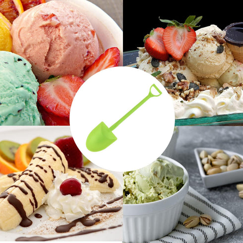 Mini Shovel Shape Spoons, Cute Disposable Plastic Dessert Spoons, Ice Cream Spoon Shovels, 100 Pieces, Green