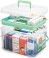 guaiboshi 15QT Clear Medicine Organizer Storage Box with Handle & Tray - Thickened