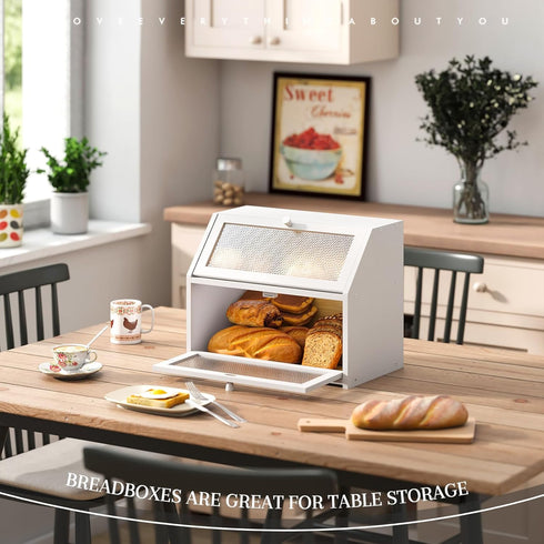 Countertop STDDRE Bread Box for Kitchen Bin Double Layer Bread Box Storage Container Extra Large Capacity Farmhouse