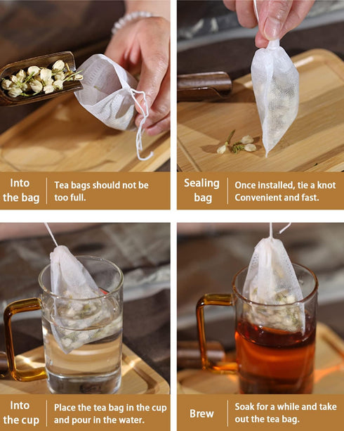200pcs Disposable Tea Bags for Loose Leaf Tea, Tea Filter Bags with Free Spoon for Coffee, Spice, Herbs