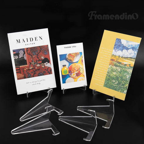 Framendino 20 Pack Triangle Acrylic Easel Stands for Display, Mini Picture Frame Holders for Home Decor