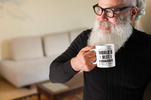 Ironworker Gifts - World's Best Iron Worker 11 Ounce Coffee Mug, Gift Idea for Co-Worker