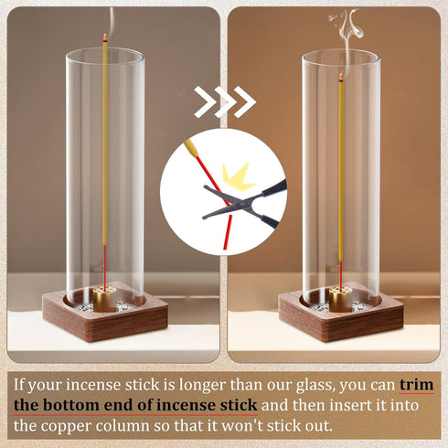 Incense Holder for Sticks - Ash Catcher with Removable Glass, Mess-Free Incense Burner for Meditation Relaxation