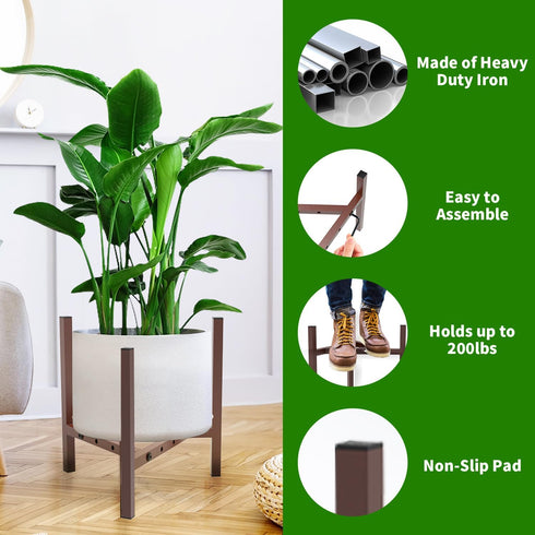 8 9 10 11 12 inch Aripark Plant Stand Indoor Adjustable, Metal Modern Plant Stands, Small Heavy Duty Stable Pot Flower