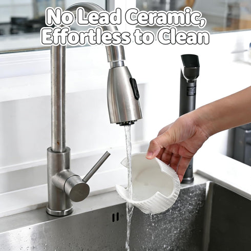 Countertop, Ceramic Sponge Holder for Kitchen Sink - Dishwasher Safe Porcelain Dish Sponge Caddy Minimalist Vertical