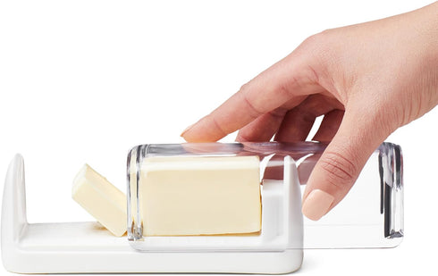 Chefn Slice'n Store Butter Dish with Built-In Slicer Lid Fits Long & Short Sticks, Measurement Marks Included Keeps