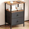 Smoproper Nightstand with Charging Station, Bedside End Table with 2 Fabric Drawers for