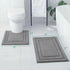 HOMEIDEAS 2 Piece Bathroom Rugs Set, Super Soft Non-Slip Microfiber U-Shaped Toilet Bath Mat, Machine Washable Grey
