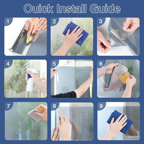 Haton Window Privacy Film: One Way Window Tint for Home, Silver, 17.5 x 78.7 Inches, No Glue Static Cling