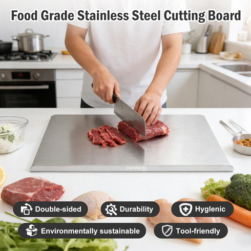 Counter Baking(18x14) Stainless Steel Cutting Board with Lip, Large Metal Chopping Board with Edge, Dishwasher Safe
