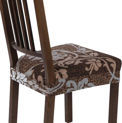 SearchI Stretch Dining Chair Seat Covers Set of 2, Soft Removable Washable Protector for Dining Chairs, Brown