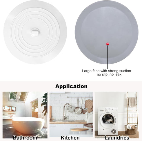 Bathtub Drain Stopper 3 Pack, V-TOP 5inch Tub Stopper Cover, Silicone Bath Plug for Kitchen Bathroom Laundry