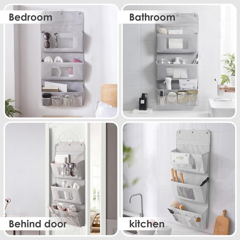 Wall Hanging Organizer Canvas with Pockets, Waterproof Oxford Cloth Storage Bag for Kitchen, Bedroom, Bathroom, Office
